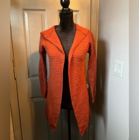 🌕 Forever 21 Sm Rust Hooded Cardigan - Picture 2 of 3